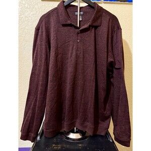 Van Heusen Men's Flex Polo Size XL Pull Over Classic Button Dark Red Burgundy